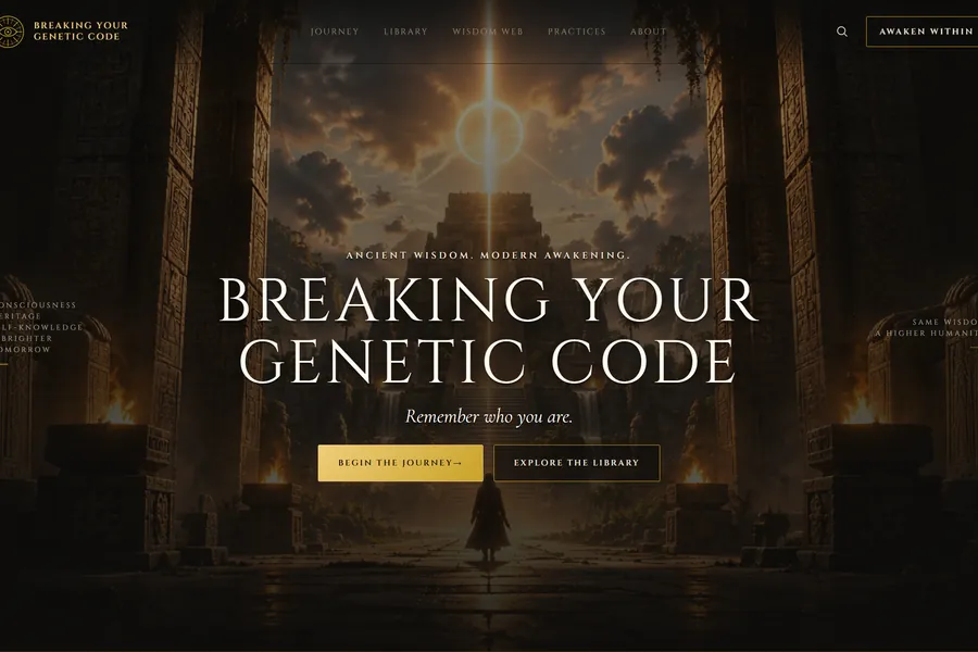 Breaking Your Genetic Code: gold lettering inside a candlelit ancient temple